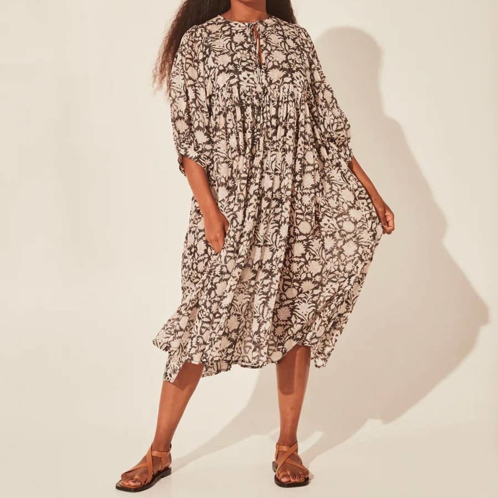 Daughters of India Kyra Midi dress in Pepper floral print Women's size Large L